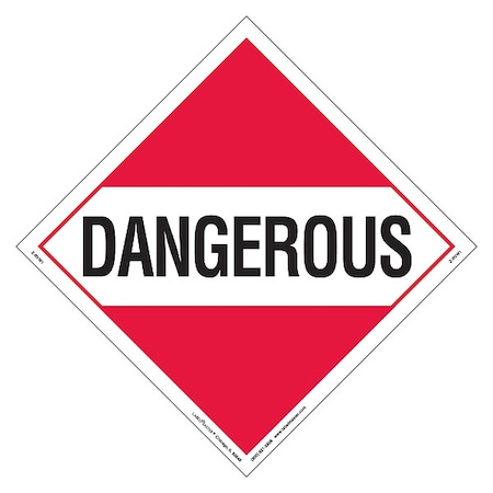 Labelmaster Dangerous Placard, Dangerous, Vinyl, 25 PK Z-RVW1
