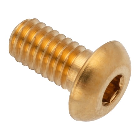Zoro Select M4-0.70 Socket Head Cap Screw, Button, Plain Brass, 8 mm Length ZBC4X8BR