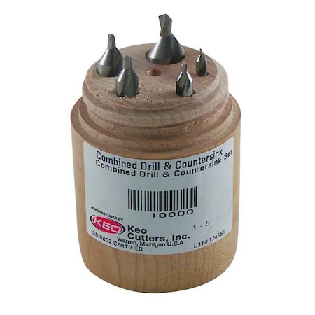 Keo Combined Drill & Countersink Set - Plain HSS 906-000-001