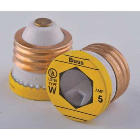 Eaton Bussmann Plug Fuse, 5A, 10kA at 125V AC, 4 PK W-5