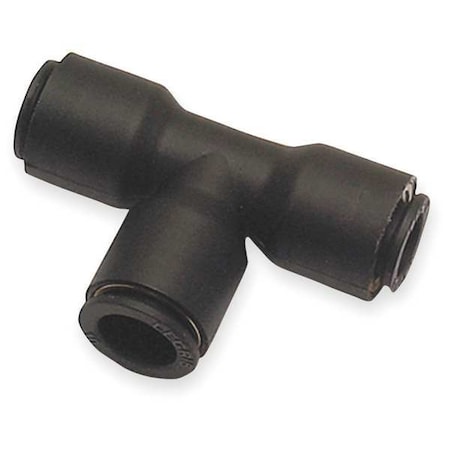 Legris Push-Fit Tee Fitting, 6mm Tube Size, Brass, Fiberglass-Reinforced Nylon, Black, 10 PK 3104 06 00