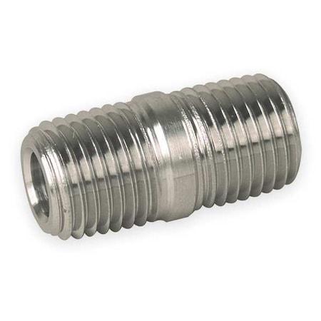 Parker 1/2" MNPT x 1/2" TBE Stainless Steel Close Pipe Nipple 8-8 MCN-SS