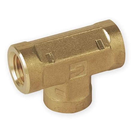 Parker Tee Brass Pipe Fitting, 1/4 in Female NPT X 1/4 in Female NPT 4-4-4 FT-B