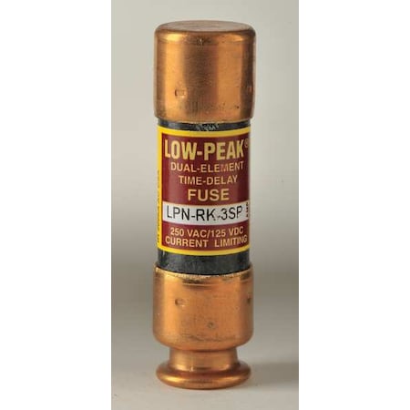 Eaton Bussmann UL Class Fuse, RK1 Class, Time-Delay, 3A, 250V AC, Non-Indicating LPN-RK-3SP