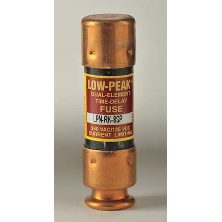 Eaton Bussmann UL Class Fuse, RK1 Class, Time-Delay, 8A, 250V AC, Non-Indicating LPN-RK-8SP