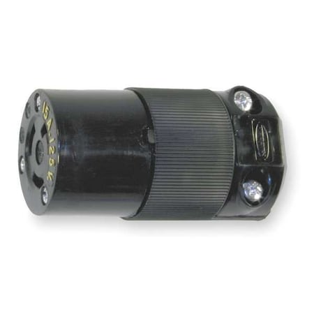 Hubbell Wiring Device-Kellems Locking Connector, L5-15R, 15 A, 125V AC, Single Phase, 2 Pole, Screw Terminals, Black HBL4729CBK