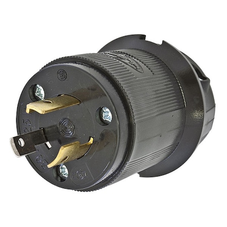 Hubbell Wiring Device-Kellems Locking Plug, L5-20P, 20 A, 125V AC, Single Phase, 2 Pole, Screw Terminals, Black HBL2311BK