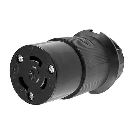 Hubbell Wiring Device-Kellems Locking Connector, L5-30R, 30 A, 125V AC, Single Phase, 2 Pole, Screw Terminals, Black HBL2613BK