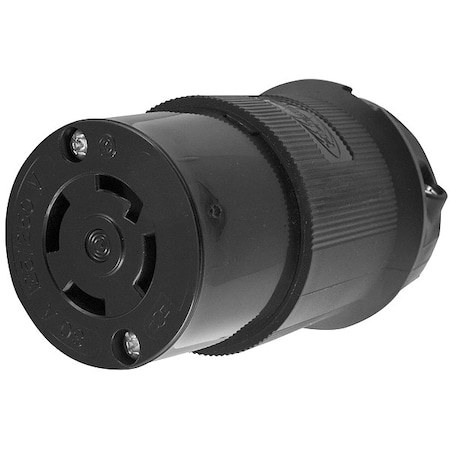 Hubbell Wiring Device-Kellems Locking Connector, L14-30R, 30 A, 125/250V AC, Single Phase, 3 Pole, Screw Terminals, Black HBL2713BK