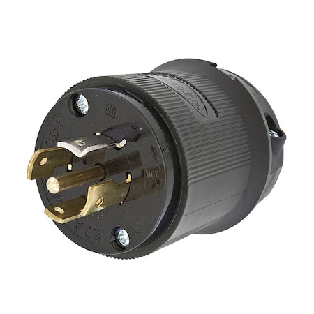 Hubbell Wiring Device-Kellems Locking Plug, L21-20P, 20 A, 120/208V AC, Three Phase, 4 Pole, Screw Terminals, Black HBL2511BK