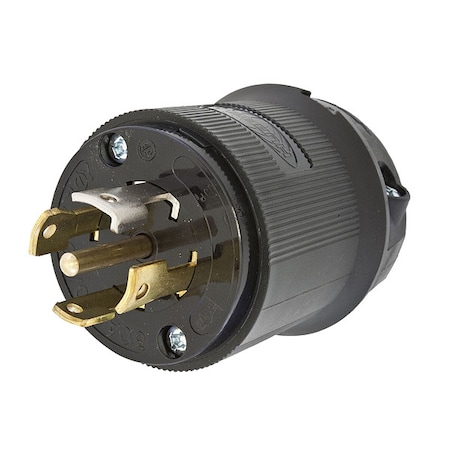 Hubbell Wiring Device-Kellems Locking Plug, L21-30P, 30 A, 120/208V AC, Three Phase, 4 Pole, Screw Terminals, Black HBL2811BK