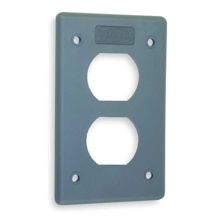 Hubbell Wiring Device-Kellems Duplex Opening Wall Plates, Number of Gangs: 1 Thermoplastic, Light Texture Finish, Gray HBLP8FS