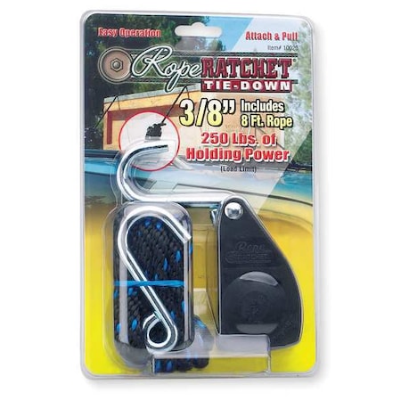 Rope Ratchet Rope Ratchet, Hook, 8 ft.L, Polypropylene 10020