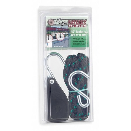 Rope Ratchet Rope Ratchet, Hook, 15 ft.L, Polypropylene 10035