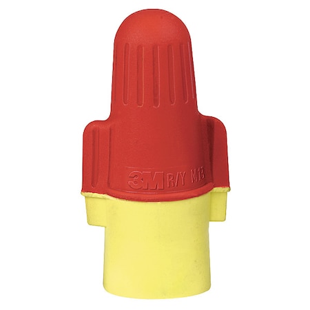 3M Twist-On Wire Connector, 8 AWG Max, Red, Yellow, Polypropylene, Thermoplastic Elastomer Insulation R/Y+BOX