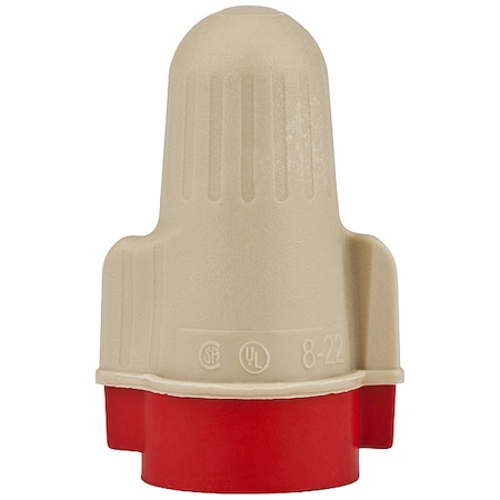 3M Twist-On Wire Connector, 8 AWG Max, Red, Tan, Plastic Insulation, 600 V, 750 PK T/R+Jug