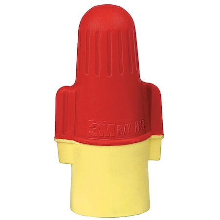 3M Twist-On Wire Connector, 8 AWG Max, Red, Yellow, Plastic Insulation, 600 V, 500 PK R/Y+Jug