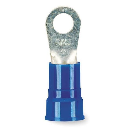 3M Ring Terminal, 3/8 in Stud Size, 6 AWG, 1,000 V, Nylon Insulated, Blue, Crimp Termination Only MN6-38RX