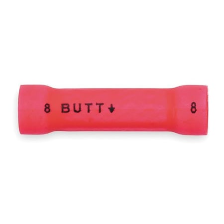 3M Butt Splice Wire Connector, 8 AWG Max, Red, Vinyl Insulation, 600 V, 10 PK MV8BCX