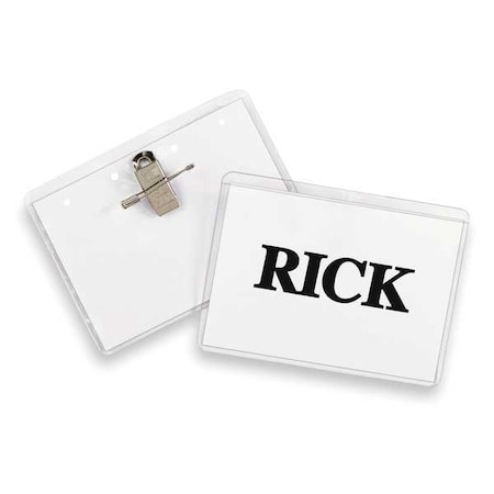 C-LINE PRODUCTS Name Badge, Pin/Clip, Badge, PK50 95723