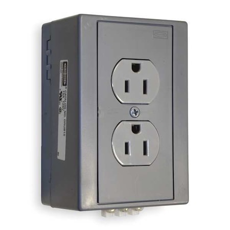 Hubbell Wiring Device-Kellems Duplex Straight Blade Receptacle, 5-15R, 15 A, 125V AC, 2 Pole, 3 Wire, Surface Mount, Grounded DRUB15