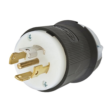 Hubbell Wiring Device-Kellems Locking Plug, L21-30P, 30 A, 120/208V AC, Three Phase, 4 Pole, Screw Terminals, Black, White HBL2811FC