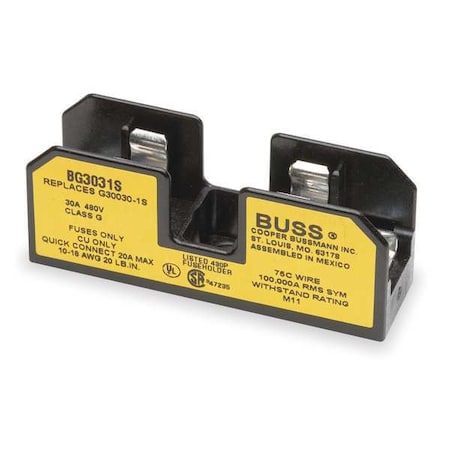 Eaton Bussmann Open Fuse Block, G UL Class, 480V AC/DC Volt Rating, 1 Poles, Screw with Quick Connect BG3031S