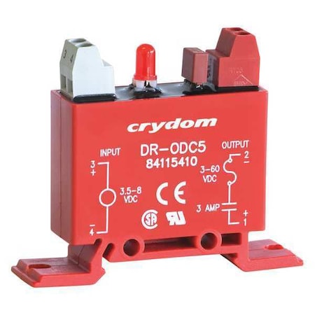 Crydom Input/Output Relay, 3A, DIN Rail, Red DR-ODC5