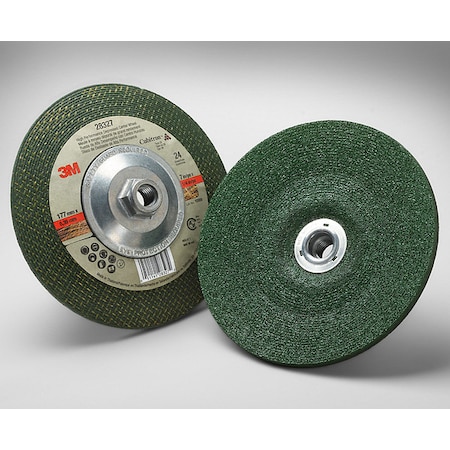 3M Depressed Center Grinding Wheel, Type 27, 7 in Dia, 0.25 in Thick, 5/8"-11 Arbor Hole Size, Ceramic 55959