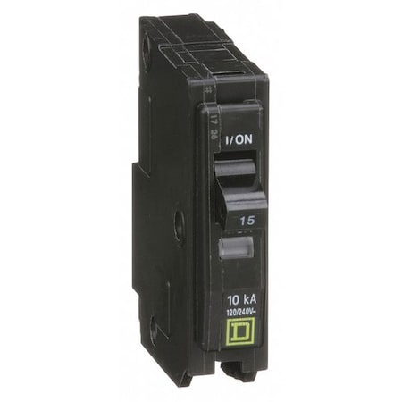 Square D Miniature Circuit Breaker, QO Series, 15A, 1 Pole, 120/240V AC, 10kA at 120/240V AC QO115