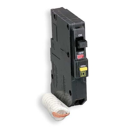 Square D Miniature Circuit Breaker, QO Series, 25A, 1 Pole, 120V AC, 10kA at 120V AC, A Curve QO125GFI