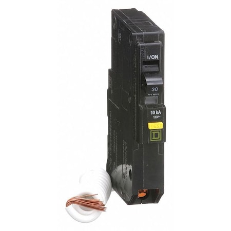 Square D Miniature Circuit Breaker, QO Series, 30A, 1 Pole, 120V AC, 10kA at 120V AC, A Curve QO130GFI