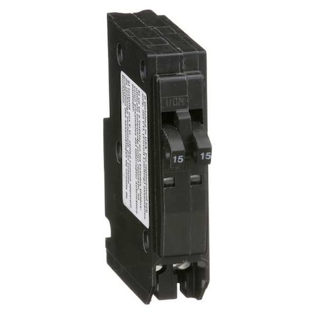 Square D Miniature Circuit Breaker, QO Series, 15/15A, 2x1 Pole, 120/240V AC, 10kA at 120/240V AC QO1515