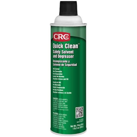 Crc Quick Clean Safety Solvent and Degreaser, 19 oz, Aerosol Spray, Ready To Use, Solvent Based, K1 03180