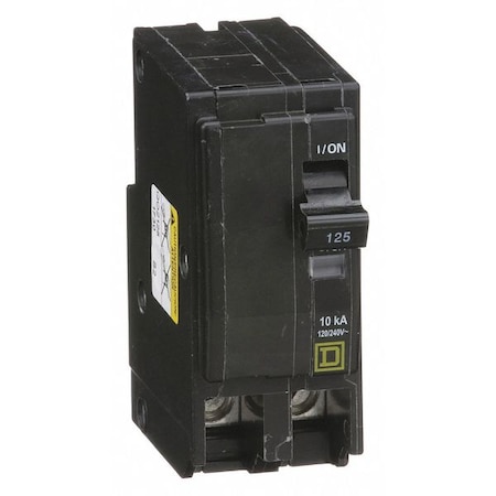 Square D Miniature Circuit Breaker, QO Series, 125A, 2 Pole, 120/240V AC, 10kA at 120/240V AC QO2125