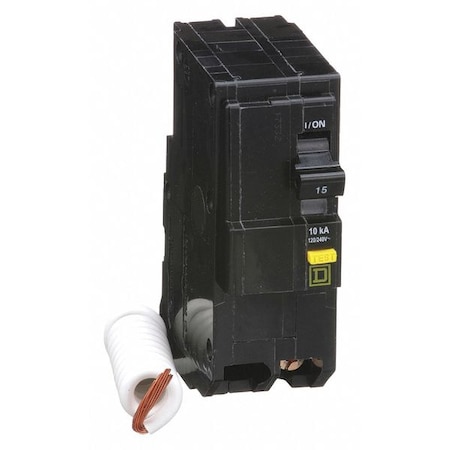 Square D Miniature Circuit Breaker, QO Series, 15A, 2 Pole, 120/240V AC, 10kA at 120/240V AC, A Curve QO215GFI