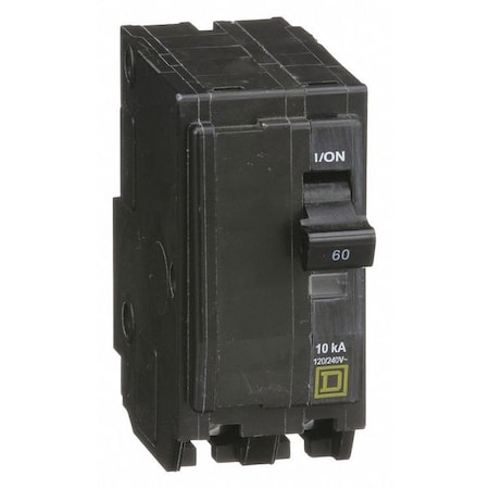 Square D Miniature Circuit Breaker, QO Series, 60A, 2 Pole, 120/240V AC, 10kA at 120/240V AC QO260