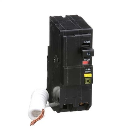 Square D Miniature Circuit Breaker, QO Series, 60A, 2 Pole, 120/240V AC, 10kA at 120/240V AC, A Curve QO260GFI