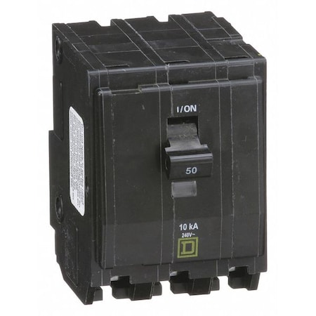 Square D Miniature Circuit Breaker, QO Series, 50A, 3 Pole, 120/240V AC, 10kA at 120/240V AC QO350
