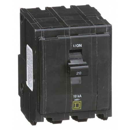 Square D Miniature Circuit Breaker, QO Series, 20A, 3 Pole, 120/240V AC, 10kA at 120/240V AC QO320