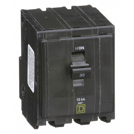 Square D Miniature Circuit Breaker,  30 A,  120/240V AC,  3 Pole,  Plug In Mounting Style,  QO Series QO330