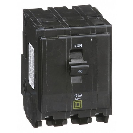Square D Miniature Circuit Breaker, QO Series, 40A, 3 Pole, 120/240V AC, 10kA at 120/240V AC QO340