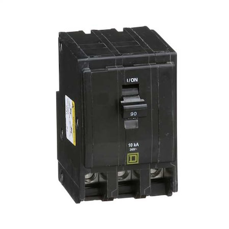 Square D Miniature Circuit Breaker, QO Series, 90A, 3 Pole, 120/240V AC, 10kA at 120/240V AC QO390