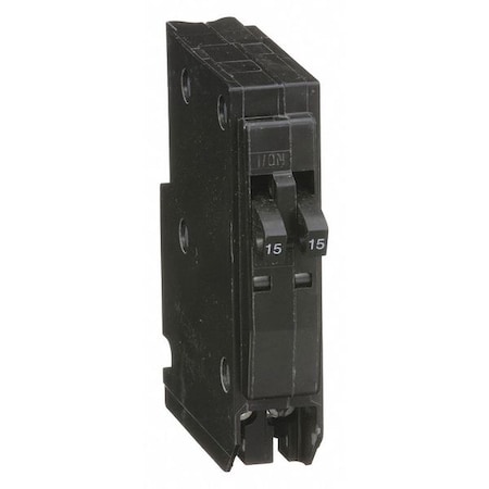 Square D Miniature Circuit Breaker, QO Series, 15/15A, 2x1 Pole, 120/240V AC, 10kA at 120/240V AC QOT1515