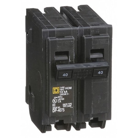 Square D Miniature Circuit Breaker, HOMELINE Series, 40A, 2 Pole, 240V AC, 10kA at 240V AC HOM240