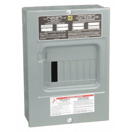 Square D Load Center, 6 Spaces, 100A Amps, 120/240V AC QO612L100S