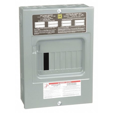 Square D Load Center, 8 Spaces, 100A Amps, 120/240V AC QO816L100S