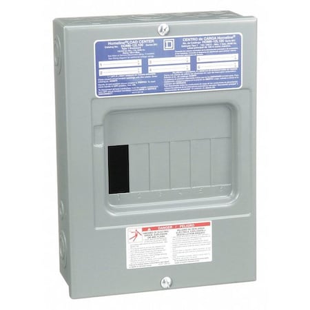 Square D Load Center, 6 Spaces, 100A Amps, 120/240V AC HOM612L100S