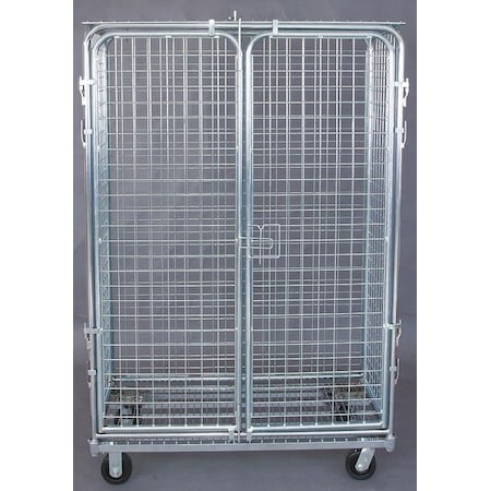 Zoro Select Wire Security Cart with Fixed Shelves, 1,800 lb Capacity, 24 in W x 48 1/2 in L x 71 in H 1ECG6