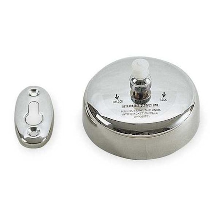 Zoro Select Stainless Steel, Nylon Cord, Retractable Clothesline, Bright Polished 1ECP1